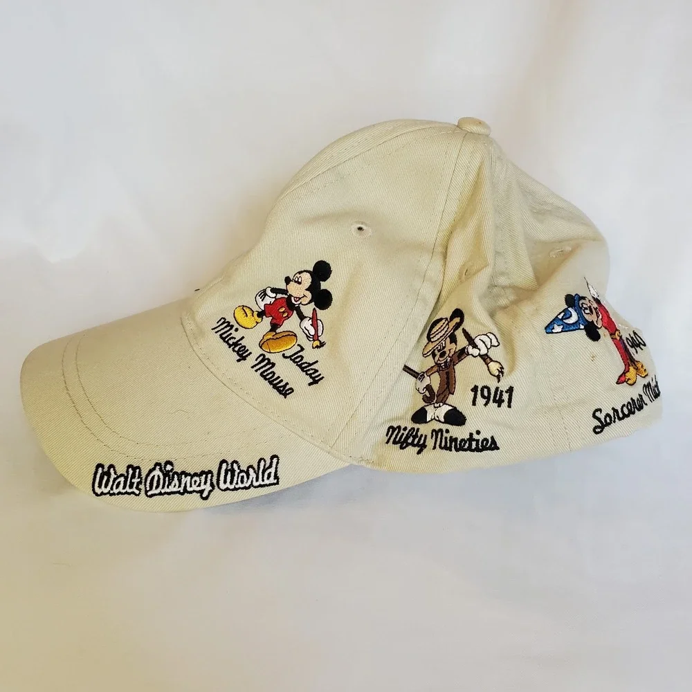 Disney Mickey Mouse Florida Hat‎ 1928 1935 1940 1980 Tan Adjustable Cap READ